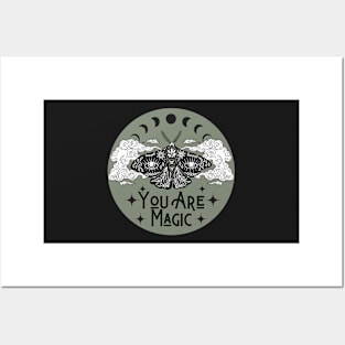 You are Magic Moth Moon Stars Green Posters and Art